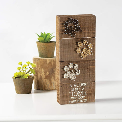 Primitives by Kathy String Art Box Sign, 5" x 12", A House is Not a Home Without Paw Prints...