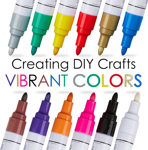 Paint Pens Markers Never Fade Quick Dry and Permanent, 12 Color Oil-Based Waterproof Paint Marker Pen Set for Rocks Painting, Stone, Wood, Fabric,...