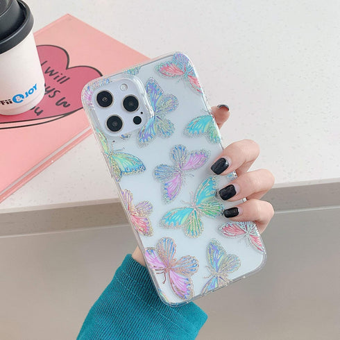 Compatible with iPhone 13 Pro Max Case for Women Girls, Glitter Red Purple Blue Green Colorful Cute Pattern, Slim Fit Hard Clear Protective Phone ...
