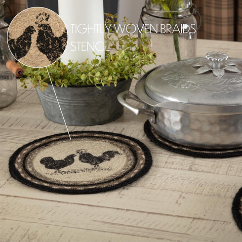 VHC Brands Sawyer Mill Charcoal Table Décor, 8" Trivet, Poultry...