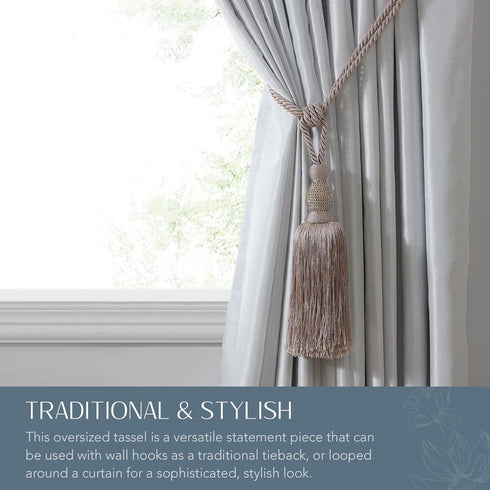 Elrene Home Fashions Julia Rhinestone Tassel Curtain Tieback, 26", Mauve...