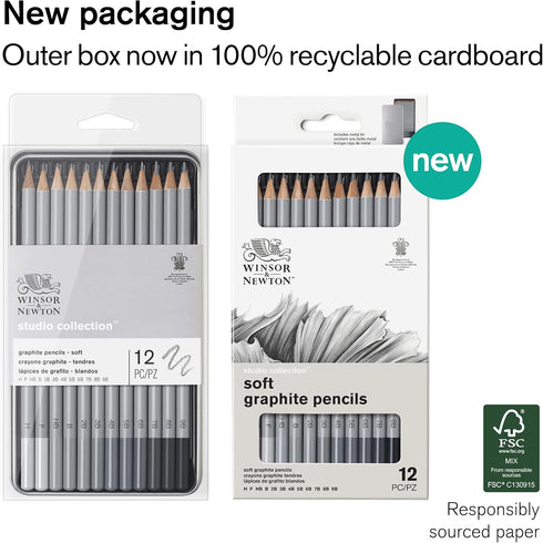 Winsor & Newton Studio Collection Artist Pencils, Graphite Pencils, Set of 12...
