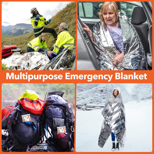 6 Pack Emergency Mylar Blanket, Emergency Blanket Space Blanket Survival Rescue Insulating Reflective foil kit Outdoors Hiking Camping Blanket Per...