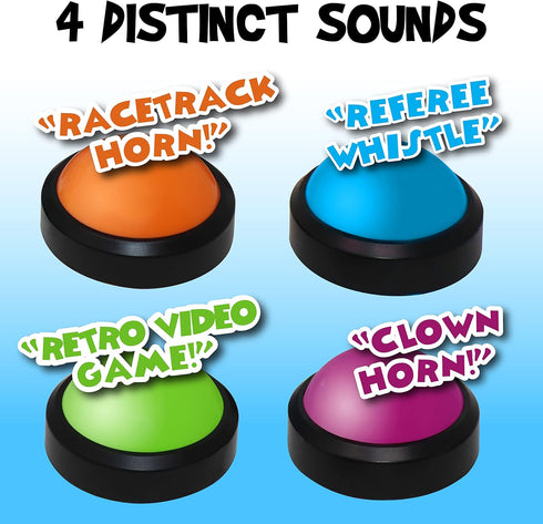 Teacher's Choice 4 Pack Game Buzzers with Unique Loud Sounds for Each Buzzer | Great for Trivia Games, Family Feud, Jeopardy, Competition, Spellin...