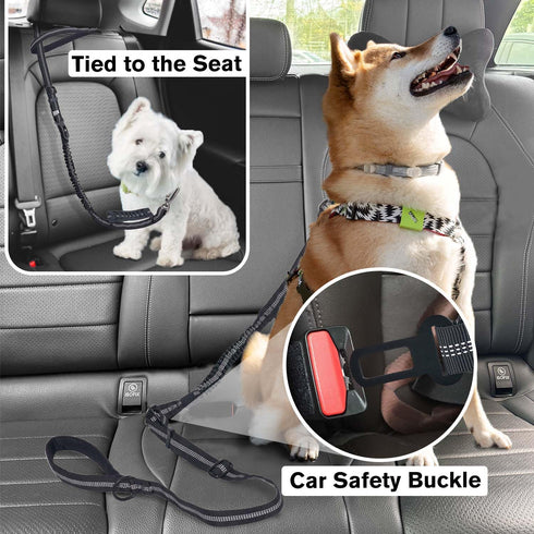 Tactical Dog Leash,Reflective Training Dog Leash,Adjustable Heavy Duty Dog Leash with 2 Control Padded Handle Strong No Pull Bungee Dog Leashes wi...