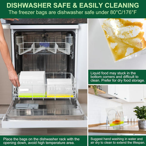 SPLF 12 Pack Reusable Gallon Freezer Bags Dishwasher Microwave Safe, 1 Gallon BPA Free Leakproof Food Storage Bags, Silicone Free Containers for M...