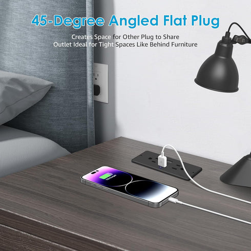 HHSOET 5 in 1 Recessed Power Strip Flat Plug, 20W Fast Charging Furniture Outlet with USB, Conference Recessed Socket with 2 AC Plugs, 2 USB Ports...