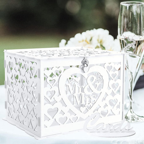 Ywlake Wedding Money Box Holder with Sign, Large Rustic Wood Wooden DIY Envelope Gift Post Card Boxes with Lock Slot for Reception Anniversary Gra...