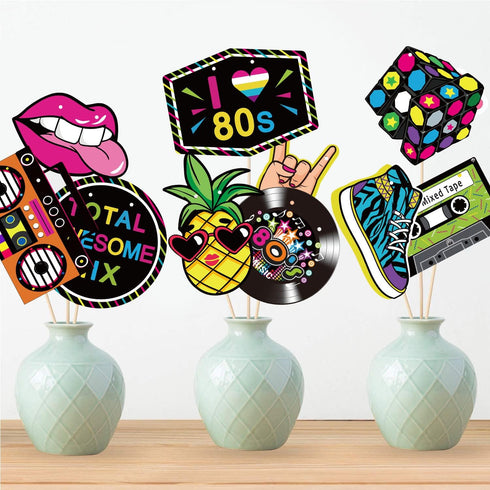 Blulu 80s Party Decorations, 80s Theme Birthday Party Supplies Banners Door Cover Photo Booth Props Hip Hop Backdrop Table Background...