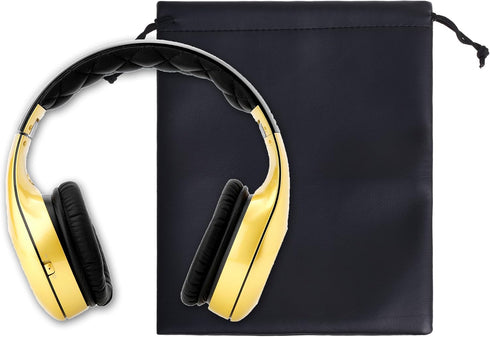 BCP 3pcs 7.5x9” Black Color PU Leather Double Drawstring Protection Headphone Pouch Bag Headphone Pouch (7.5x9)...