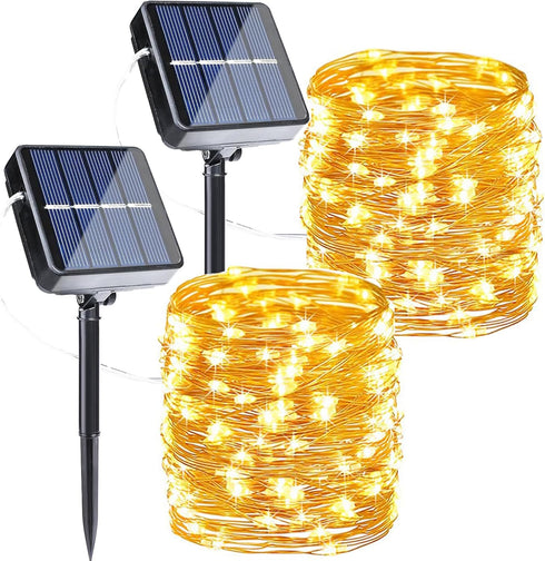Joomer Solar String Lights Outdoor, 2Pack Total 100ft 300LED 8 Modes Solar Fairy Lights,Waterproof Lights for Tree, Patio, Garden, Outdoors Decora...