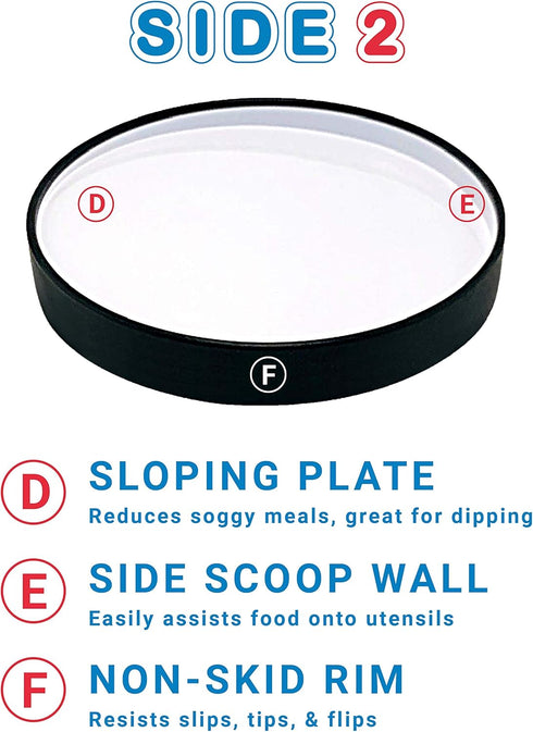 STAYnEAT Suction Plate, 2n1 Divided/Scoop Dish, Non-Slip Plate Guard, USA! White (L)...