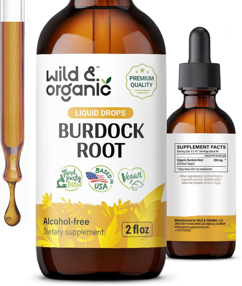 Burdock Root Tincture - Digestive Health w/Burdock Root Organic - Alcohol-Free Burdock Drops for Cleanse Detox for Women and Men - Antioxidant Sup...