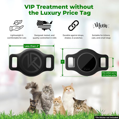 Tile Sticker Cat Collar Holder: The Smallest, Lightest, and Most Comfortable Tracking Case for Cats - Track Your Pet With iPhone Samsung Android D...