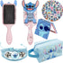 Blue Travel Cosmetic Makeup Bag Sets Include Double Sided Cosmetic Mirror, Hair Brush, PU Travel Toilet Bag, Woven Braclece and 50 Stickers, Makeu...