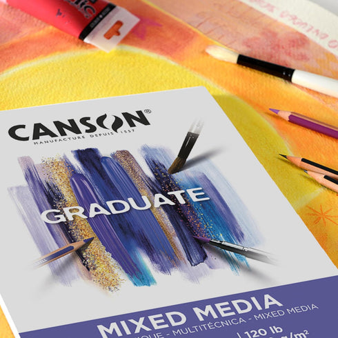 Canson Graduate Mixed Media Pad, Foldover, 9x12 inch, 20 Sheets | Artist Paper for Adults and Students - Watercolors, Mixed Media, Markers and Art...
