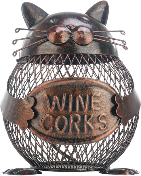Tooarts Practical Kitten Wine Cork Container Iron Piggy Bank Handcraft Home Decoration Gift...