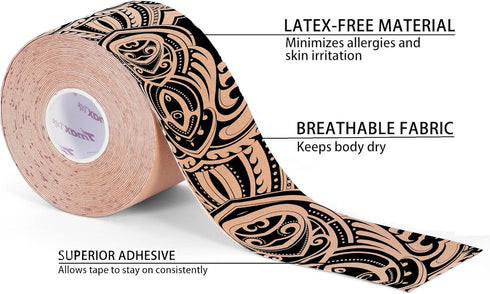 Tmax Waterproof Kinesiology Tape | Athletic Sports Tape for Injury, Muscle Support, Pain Relief, Joint Support and Physiotherapy (5 m * 5 cm) (Tat...
