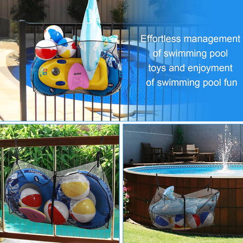 Pool Float Toys Storage Bag,Pool Float Organizer Hanging Mesh Bag for Balls,Floats,Water Inflatable Toy,High Strength Pool Toy Storage Net Bag,Swi...