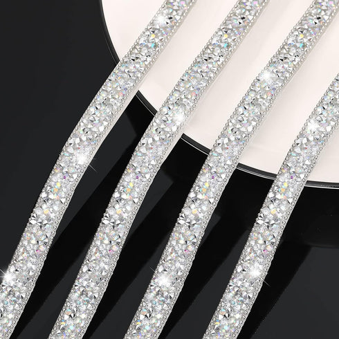 Hicarer 3 Yards Resin Rhinestone Ribbons for Wedding Self Adhesive Diamond Crystal Ribbon Roll Glitter Resin Diamond Belt Bling for Craft DIY Bag ...