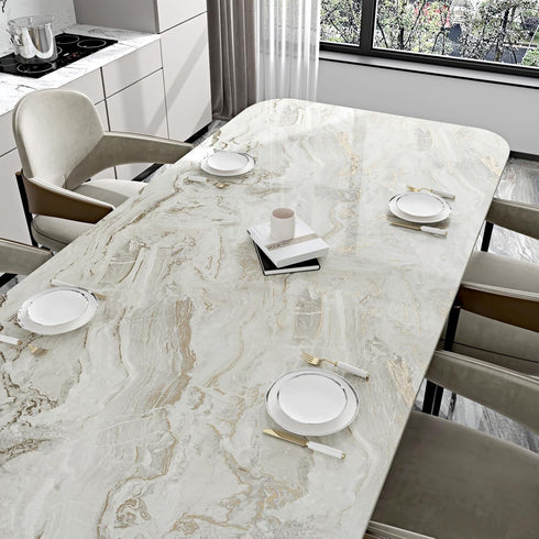 Grey/Gold Marble Contact Paper for Desk Top Marble Peel and Stick Wallpaper Modern Countertop Contact Paper Vinyl Waterproof Wallpaper for Kitchen...