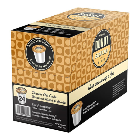 Authentic Donut Shop Blend Chocolate Chip Cookie Single Cup Coffee for Keurig K Cup Brewers, 24Count...