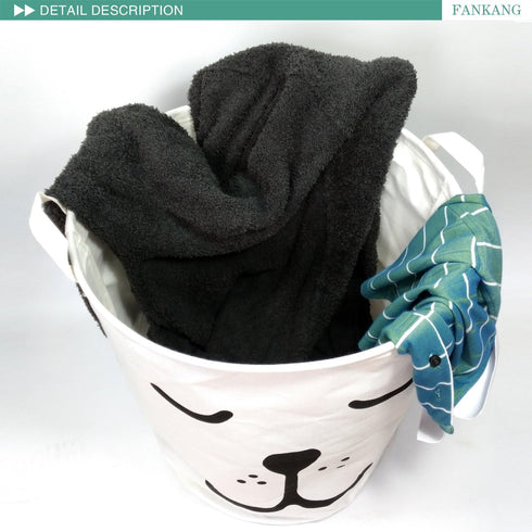 FANKANG Storage Basket, Nursery Hamper Canvas Laundry Basket Foldable with Waterproof PE Coating Large Storage Baskets for Kids Boys and Girls, Of...