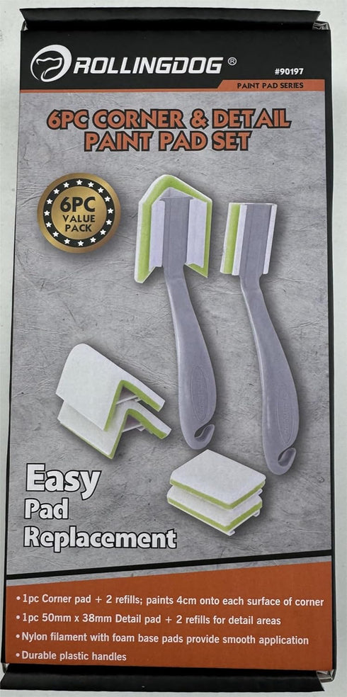 ROLLINGDOG Paint Pad Set - 6PC Corner Painting tool Trim Paint Edger Tool with Replacement for Walls,Detail Painting,Trim...