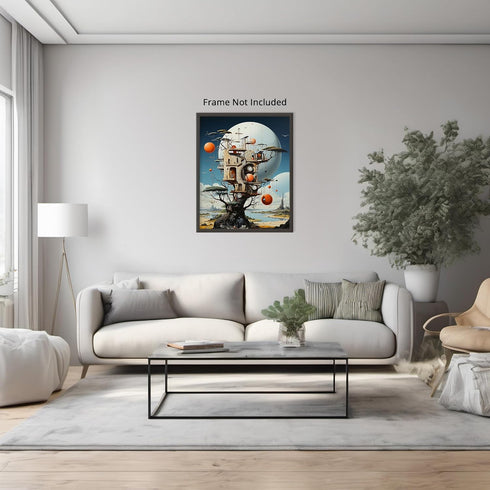 Posterizer 1 pcs-surreal giant treehouse in alien planet-Abstract & Modern Art-Fantasy & Fiction Art-Gift for Art Lovers-Decor for Home & Office- ...