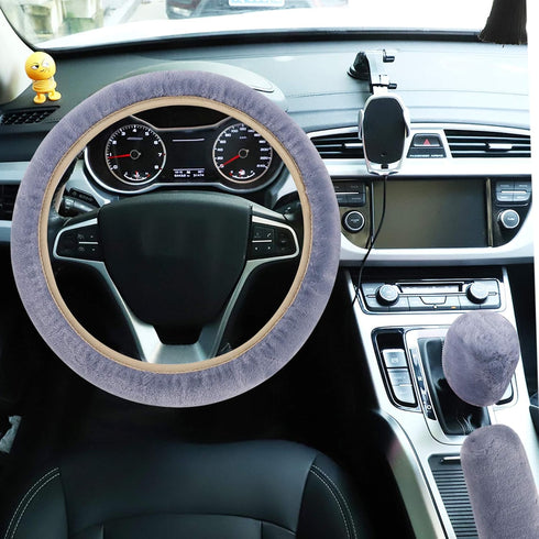 Fluffy Steering Wheel Cover for Women Girls Ladies, Accmor 15 inch Winter Warm Fuzzy Vehicle Wheel Protector, Fashion Fur Car Wheel Cover & Handbr...