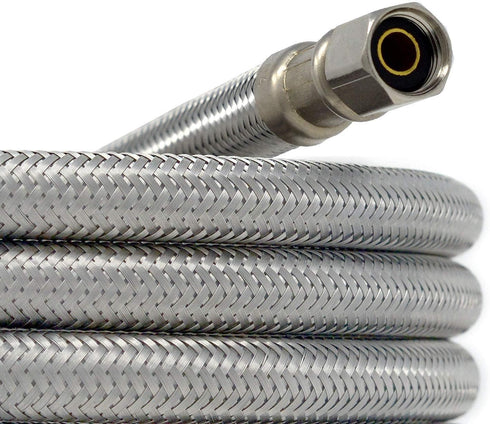Braided Stainless Steel Ice Maker Water Supply Hose - 6 Ft - Universal 1/4" Connectors from Kelaro