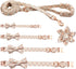 Plaid Dog Collar Leash Set with Bow Tie Adjustable Cute Puppy Collar with Durable Metal Buckle Girls Boys Dog Collar for Small Medium Large Dogs P...