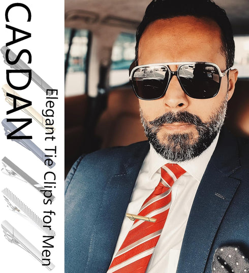 CASDAN Men's Cufflinks and Tie Clips Set for Men Classic Tie Bar Clip Necktie Clip Tuxedo Shirt Cuff Links Set for Wedding Business and Daily...