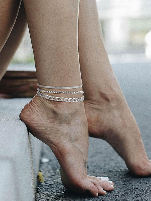ChainsProMax Cuban Link Anklets for Women Stainless Steel Anklets Plus Size Anklets Women Ankle Bracelets Anklet Set...