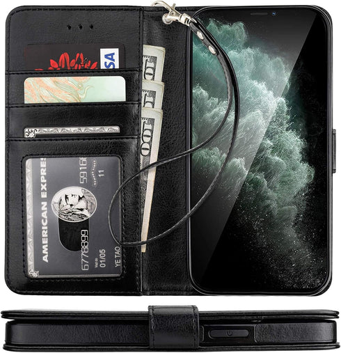 Bocasal Compatible with iPhone 12 & iPhone 12 Pro Wallet Case with Card Holder PU Leather Kickstand Shockproof Protective Wrist Strap Flip Cover 6...