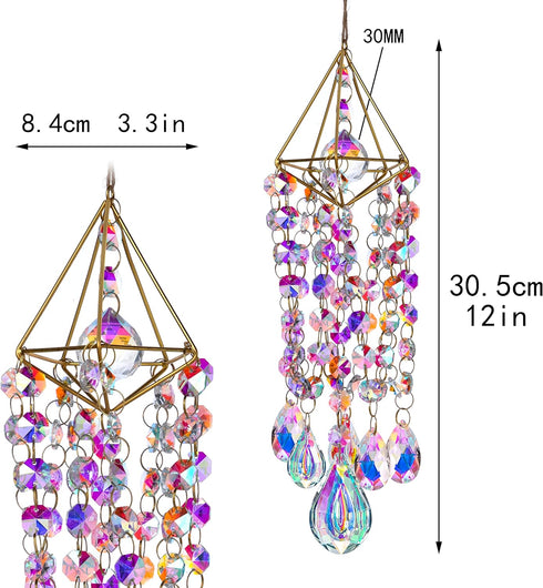 Crystal Suncatchers Hanging Wind Chime Style Garden Suncatcher Rainbow Maker Handmade Gold Plated Suncatcher...