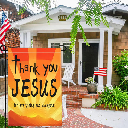 Thank You Jesus Garden Flag 12x18 Inch For Everything And Everyone Garden Flag 3ply Fabric Double Sided Christ Jesus Easter Garden Flag for Outdoo...