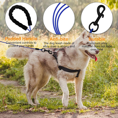 6FT Chew Proof Dog Leashes with Two Comfortable Padded Handles, Heavy Duty Steel for Large or Medium Dogs Walking and Training Control, Traffic Me...
