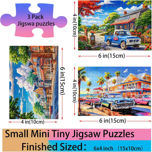 Small Jigsaw Puzzles for Adults 150 Pieces Vintage American street view Mini Jigsaw Puzzles Challenging Mini Puzzles Tiny Jigsaw Puzzles 6 x 4 Inc...