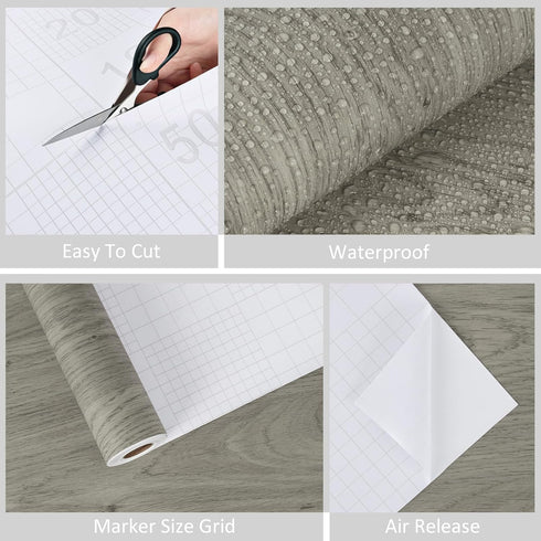 WESTICK Wood Grain Contact Paper Peel and Stick Wood Wallpaper for Cabinets Removable Rustic Wood Grain Contact Paper for Countertops Waterproof F...