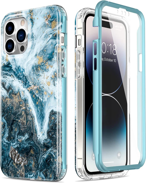 Esdot for iPhone 14 Pro Max Case with Built-in Screen Protector,Military Grade Rugged Cover with Fashionable Designs for Women Girls,Protective Ph...