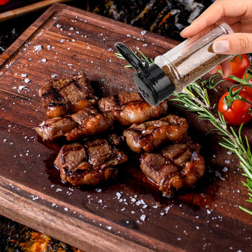 5 PCS Plastic Seasoning Containers with Shaker Lids 3oz Empty Spice Jars to Pour or Shake Storage Portable Black Red Green Clear Seasoning Bottles...