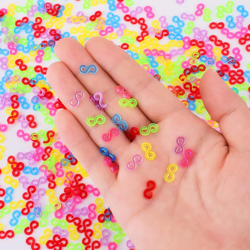 S Clips, 500PCS Clear Loom Rubber Band Clips Colorful Plastic Band Clips Bracelets and DIY Handicrafts Bracelet Making Refill Kit, Connectors Refi...