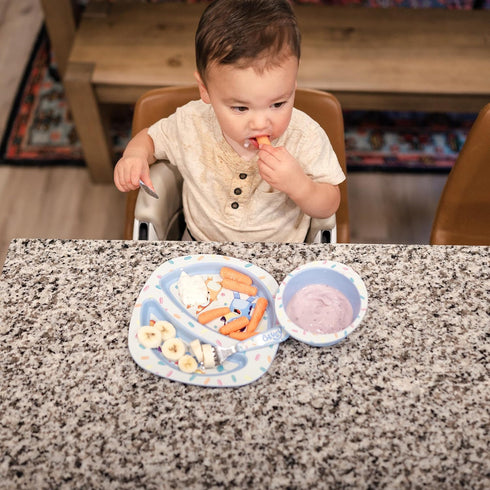 The First Years Bluey 4-Piece Place Setting - BPA Free Dishwasher Safe Toddler Dinnerware Set with Divided Plate, Bowl, Fork, Spoon - Multicolor...
