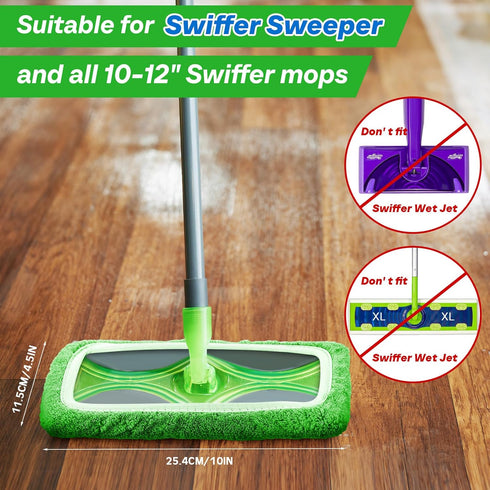 Baderke 4 Pcs Mop Pads Refills Compatible with Swiffer Sweeper (Mop is Not Included) Reusable Mop Pads Washable Wet and Dry Flat Mop Cover (Green,...