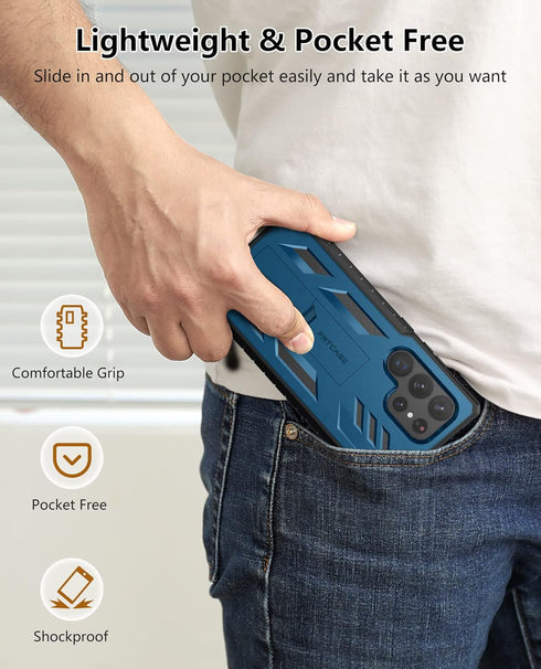 FNTCASE for Samsung Galaxy S23-Ultra Case: Military Grade Drop Proof Protection Mobile Cover with Kickstand | Matte Textured Rugged Shockproof TPU...