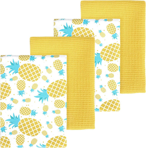 Kitchen Towel Tea Dishcloths Set: 4 Pcs 18*26 Soft Absorbent 100% Cotton Dish Towels for Kitchen Drying Dish Hand - Quick Dry Bar Towel Kitchen De...