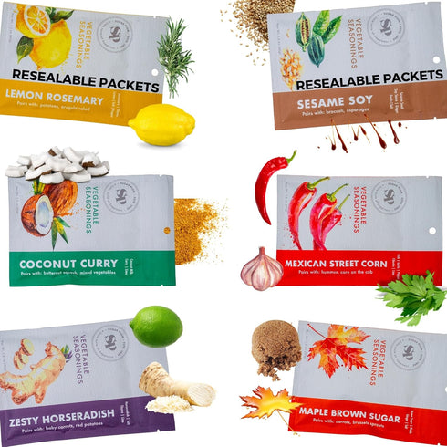 Global Spices and Seasonings Set - 6 Gourmet Flavor Combinations in Resealable Packets Inspired by Global Cuisines - Spice Variety Kit Will Wake U...