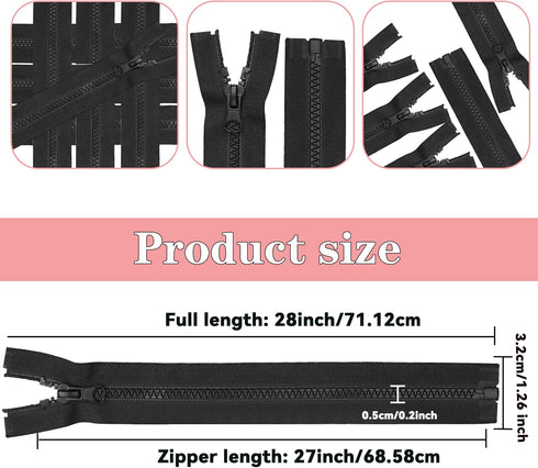 YAKA 10PCS #5 27inch Nylon Coil Zippers Sports Suits Zippers Coat Jacket Clothes Tailor Sewing Tools Garment Accessories (Black, 27inch)...