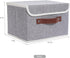 Collapsible Storage Bins with Lids & PU Leather Handles - PP Plastic Board Washable Linen Fabric Storage Box, Foldable Storage Cube for Home Bedro...